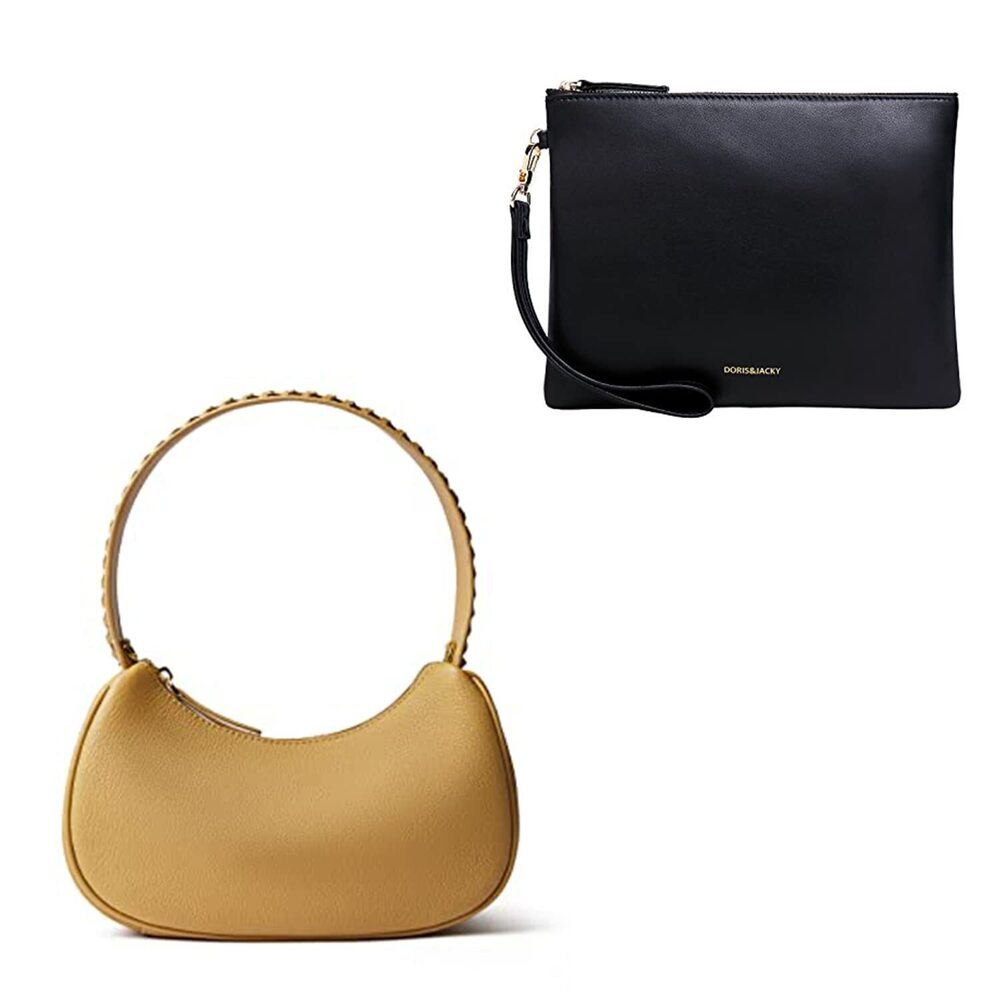 1139 Soft Lambskin Leather Wristlet Clutch Bag+Small Goatskin Leather